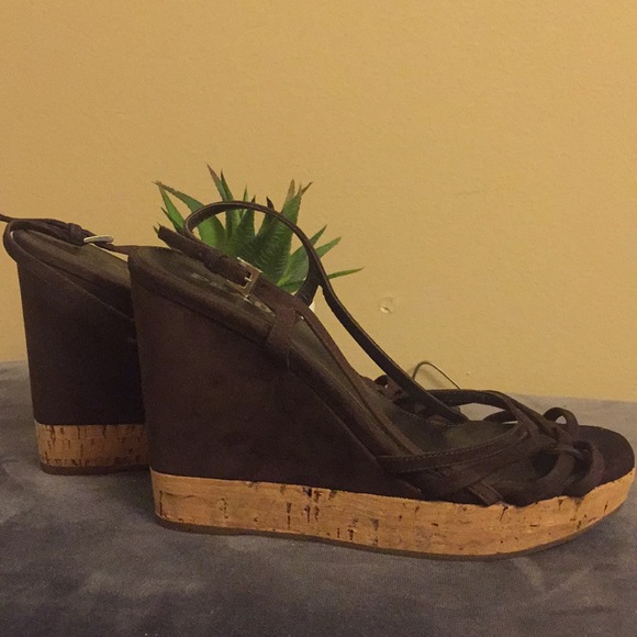 Authentic PRADA Suede Sport Wedges Dark Brown - Picture 5 of 8